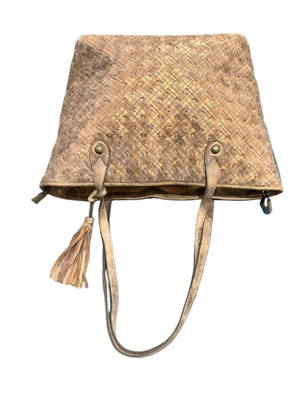 Patricia Nash Woven Metallic Leather Tote Bag + Dust Bag EUC Boho Italian Style - Picture 5 of 15